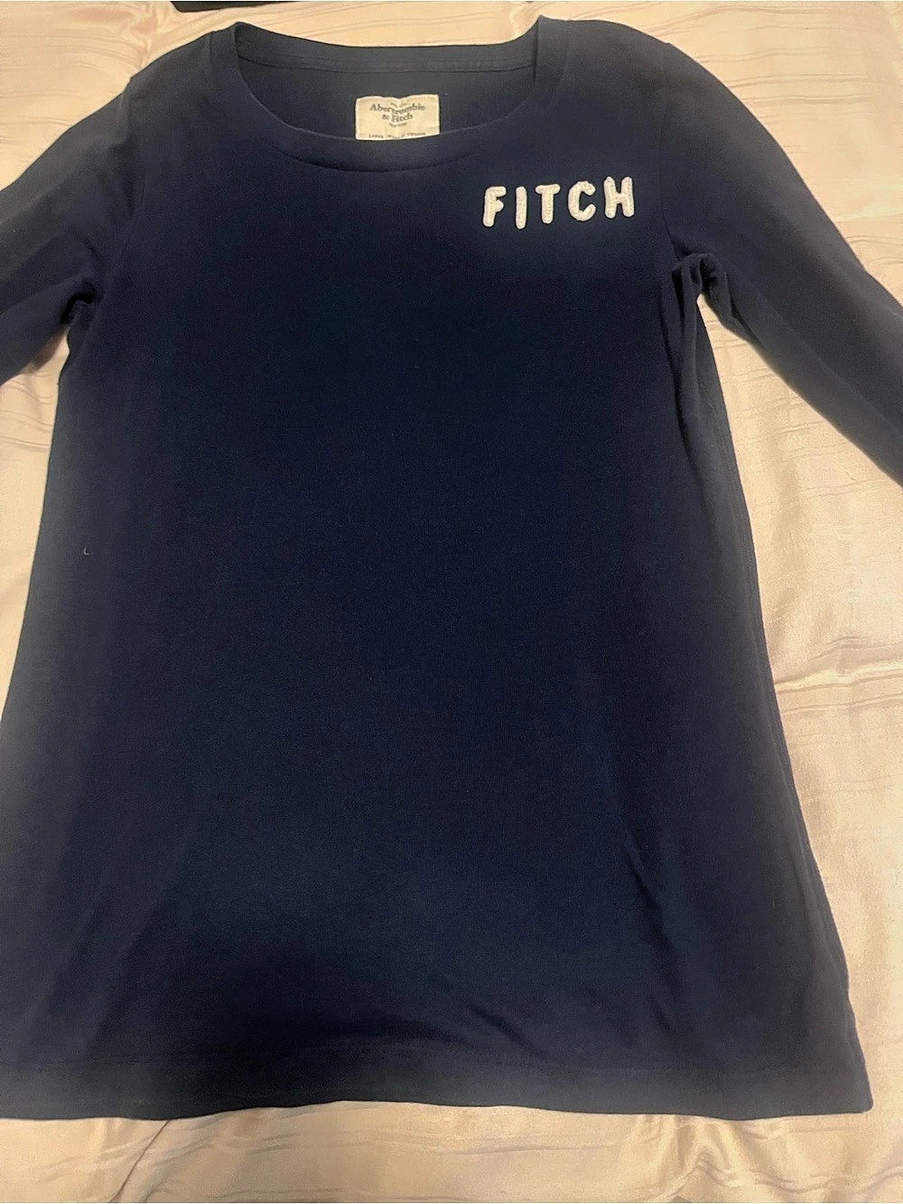 Abercrombie & Fitch Long Sleeve Graphic Tee Blue Size Large